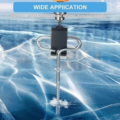 Qezodsx Anclaje para pesca en hielo Anclaje para chozas de hielo Tienda al aire libre Cortina roscada Accesorios para cortinas de hielo en acero invierno - IMWV8TAJ