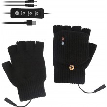 Borlai Hombres mujeres guantes calentados USB mitones de invierno unisex tejido eléctrico calentado sin dedos manos calentador con cubierta de dedo - BEZHN0TO