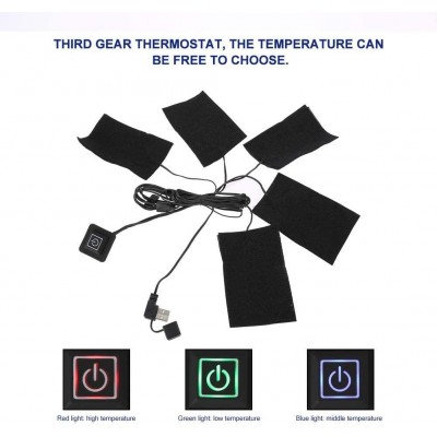 Uxsiya Calentador eléctrico de Tela USB Calentador de Temperatura Ajustable con 5 Almohadillas calefactoras para Acampar al Aire Libre en Invierno - GTJBAINX