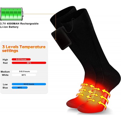 Calcetines calefactables calentadores de pies eléctricos recargables 3 ajustes de calefacción calcetines térmicos para deportes de exterior calcetines de invierno pesca esquí caza y mantener la temperatura del pie - OJNK2GJ4