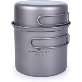 Boundless Titanium Pot Bowl con empuñadura Plegable Juego de vajilla de Cocina de Picnic para Acampar al Aire Libre - VQAAMJKH