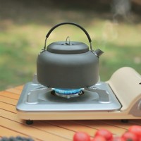 Hervidor de camping tetera ligera de aleación de aluminio olla de té abierta para café fogata abierta hervidor de té para cocinar al aire libre mochileros senderismo picnic viajes 0,8 L - TQXOS45V