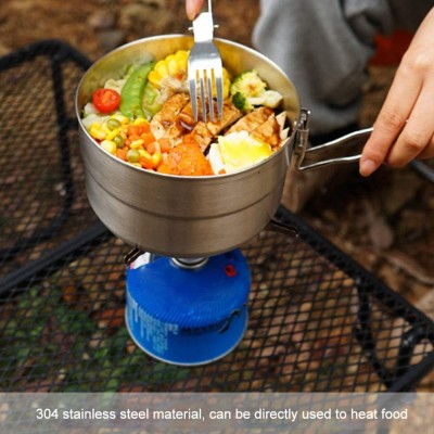 MOVKZACV Olla de acero inoxidable para acampar con tapa y asa plegable de 1,5 l olla bento de gran capacidad utensilios de cocina al aire libre para camping senderismo picnic - YHPCVQ2X