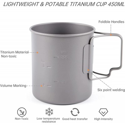 TOAKS 450ml Titanium Cup Backpacking Camping Coffee Pot Mug Ultralight Camping Vajilla - ZUNL2NPS