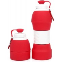 Botella de agua de silicona plegable de 580 ml con mosquetón para ciclismo gimnasio senderismo camping viajes oficina - CFLAIOKY