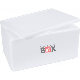 THERM BOX Caja térmica Caja de espuma de poliestireno Caja de refrigeración de poliestireno para alimentos y bebidas Caja de calentamiento 59,5x39,5x32cm 46,6 litros blanco xxl Reutilizable - APUMTUVX