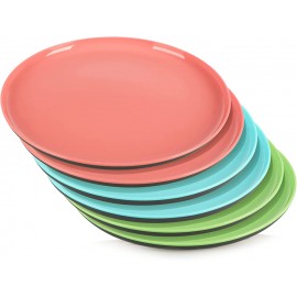COM-FOUR® 6x Platos en colores brillantes Accesorios para pícnic barbacoa y camping -Vajilla higiénica y reutilizable 6 piezas verde azul rosa - IAZHM9T9