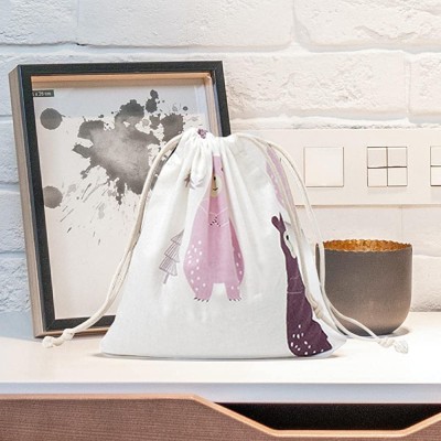 Bolsa de lino con cordón estampado – Bolsas de tela estampadas – Bolsas de embalaje de viaje bolsas de lino para fiestas de cumpleaños regalos artesanales Sunnyushine - QAUMAVT0