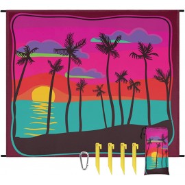 Manta de playa con palmeras tropicales de mar puesta de sol impermeable a prueba de arena manta de picnic al aire libre con estacas para viajes camping senderismo 59 x 68 pulgadas - LTFQF52A