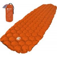 EcoTek Outdoors Hybern8 Ultralight Inflatable Sleeping Pad for Hiking Backpacking and Camping Contoured FlexCell Design Perfect for Sleeping Bags and Hammocks Fire Orange - GSQTEQ1G