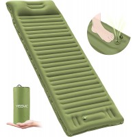 YISSVIC Colchoneta hinchable autoinflable con cojín versión más gruesa para camping senderismo verde militar - XLSKIQG8