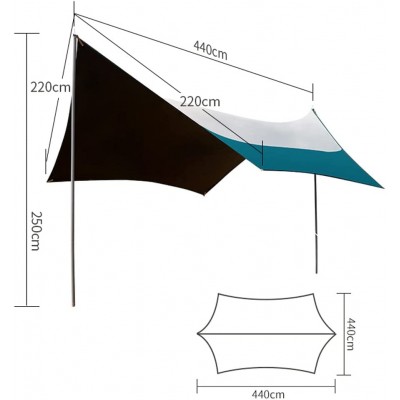 ZXM Tienda de campaña con toldo de mariposa pegamento negro protector solar hexagonal para exteriores toldo grande que acampa portátil picnic color: azul - HJVGMFOM