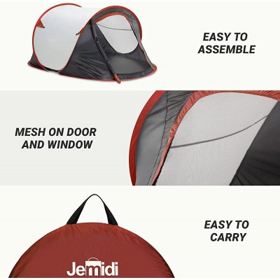 JEMIDI Tienda Pop up para 2 Personas Tienda de campaña instantánea con mosquitero Carpa Impermeable Ligera para Viajes Camping Festivales Playa - ESOS7FN0