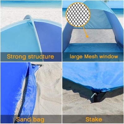SpecStandard Pop-up Carpa de Playa Protección UPF 50+ UV refugios solares Impermeables para Camping Familiar Pesca Picnic 1-3 Persona Azul 57 x 65 x 43,3 Pulgadas 145 x 165 x 110 cm - FHEQONKT