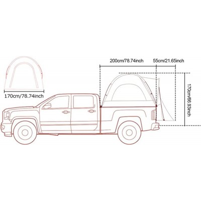 Tienda de campaña Truck Tent Doble Cuenta para camión Impermeable con Ventana de ventilación para Camping Pesca Tienda de Coche al Aire Libre - ULJEQNEA