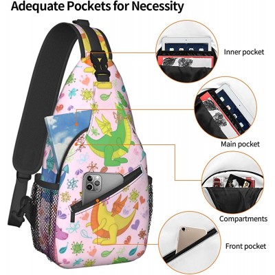 Unique Chest Bag Gym Sack Fashion Sling Shoulder Backpack Outdoor Sports Daypack Multicolored Dinosaurs Pink Multipurpose Adjustable School Bag Small Camera Case for Daily Use - LZQHNYEA