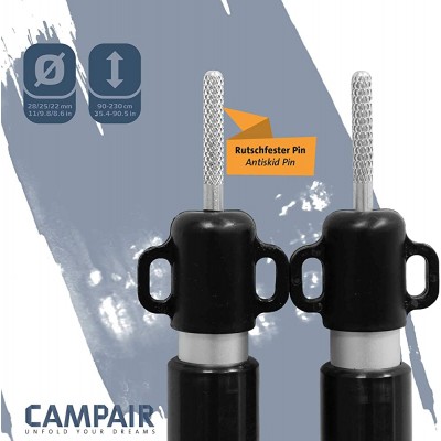 CampAir Poste Telescópico de Aluminio 3 Secciones Regulable de 90-230 cm - NECQO053